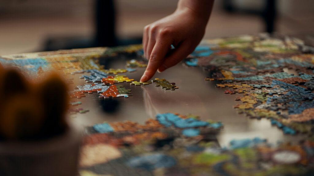 a puzzle being assembled