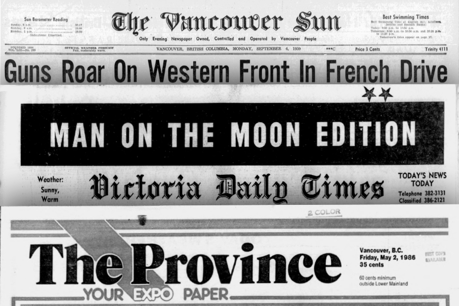 stacked historic newspapers
