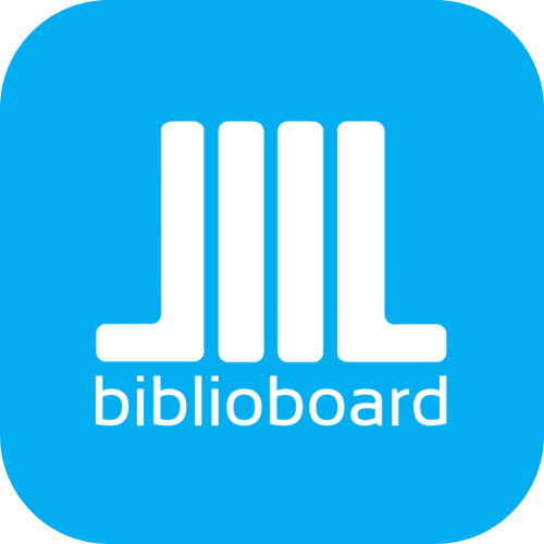 Biblioboard logo with stacked books