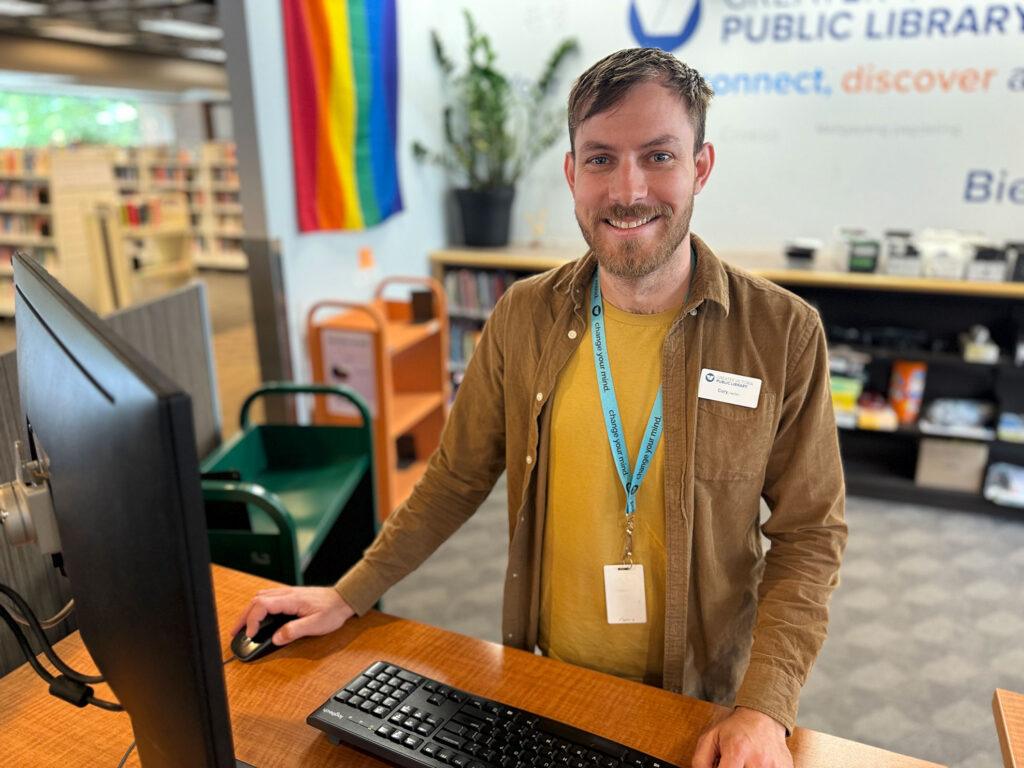 Librarian at desk