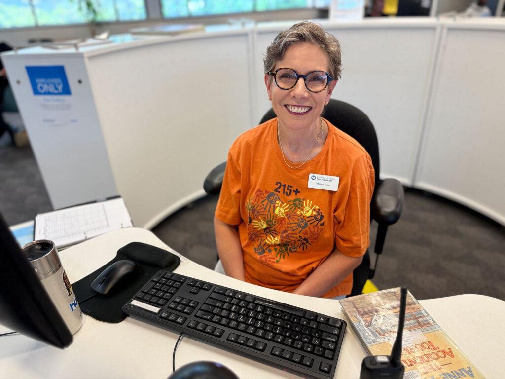 librarian at desk